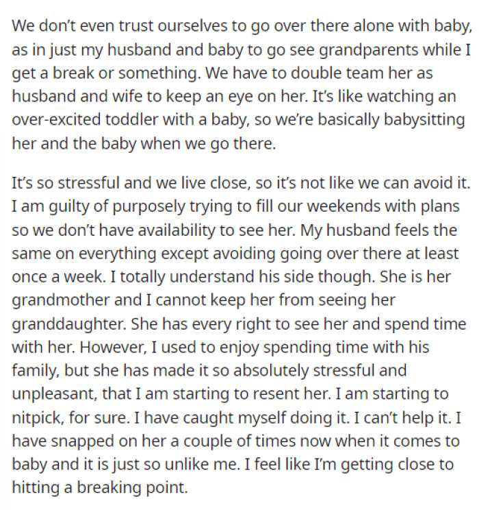 It's really clear that she and her husband are on the same page, but obviously that is his mom.