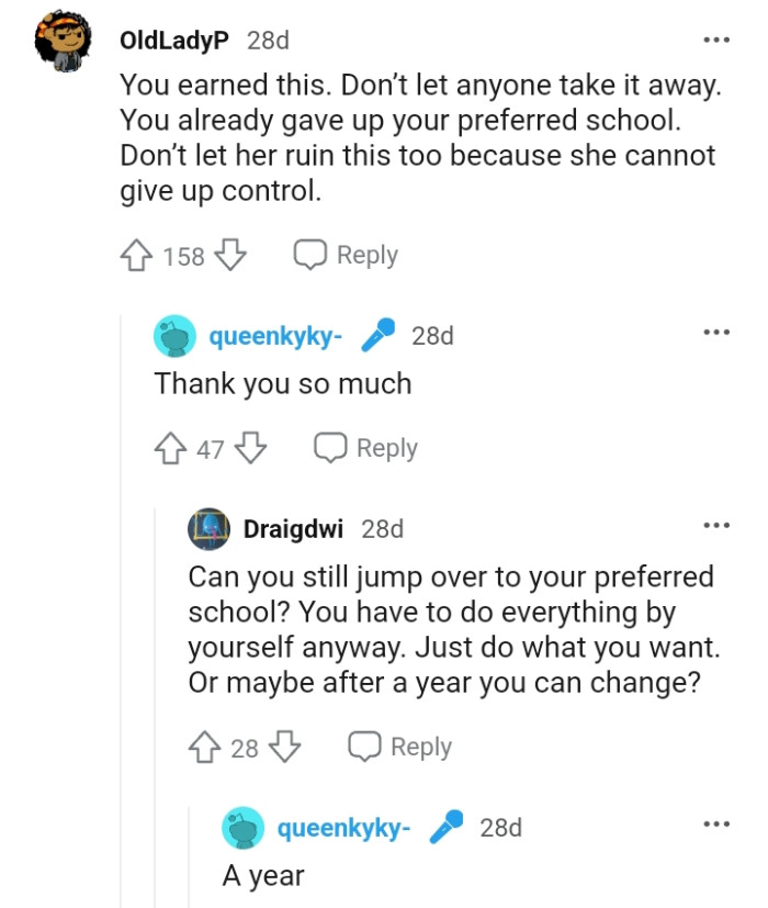 The OP should not let her mom ruin things for her