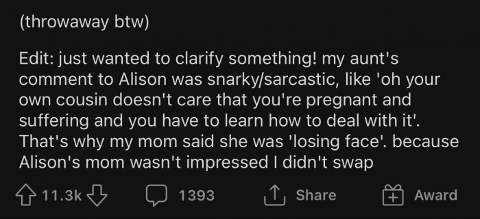 OP's mother felt embarrassed after the whole situation.