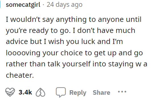 People commended her in the comments for wanting to just dip out quickly once she found out this information, and we definitely agree.