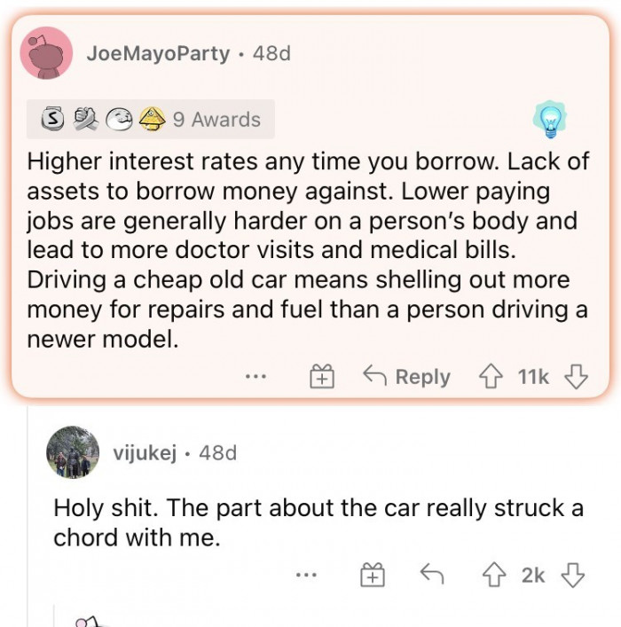 10. Indeed, the less money you have, the more you seem to be punished for it.