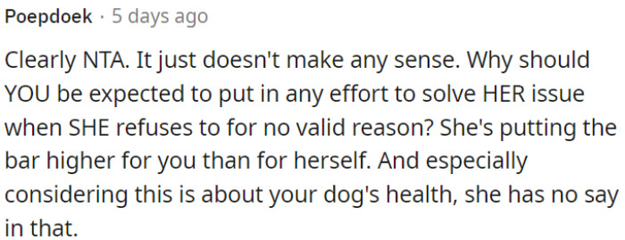 It doesn't make sense for OP to be expected to make an effort to solve someone else's problem when that person refuses to do so for no valid reason.