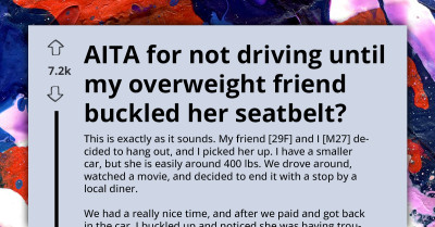Concerned Driver Creates Awkward Moment Insisting Overweight Friend Buckle Up Despite Struggles