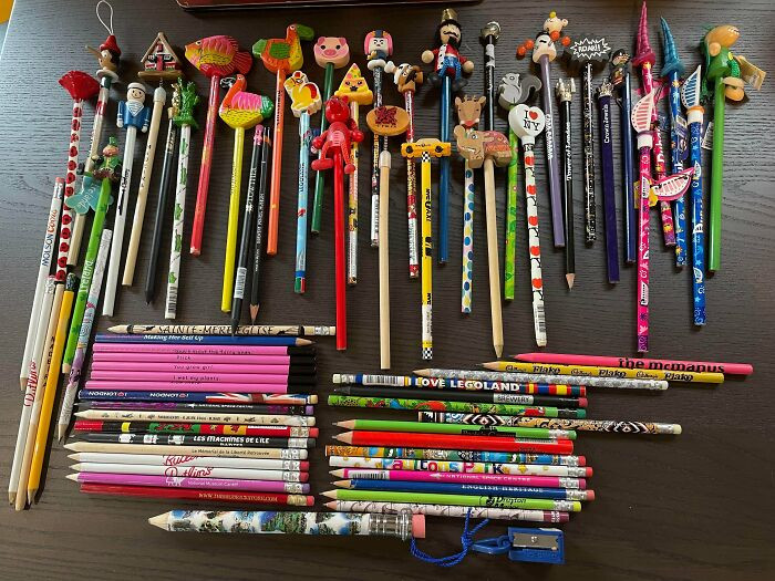 "Here’s My Pencil Collection, I Always Ask People To Bring A Pencil Back From Their Travels"