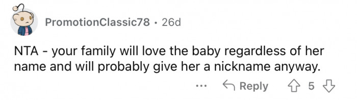 They will love her regardless.