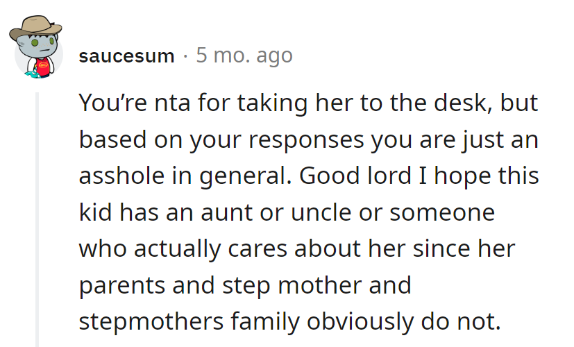 Hopefully, this kid finds a caring relative in this family!