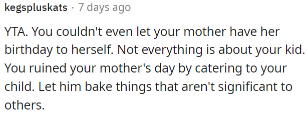 OP shouldn't ruin her day by focusing on her kid.