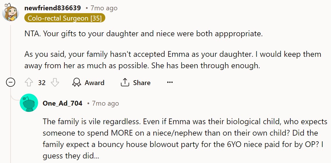 Your family hasn't accepted Emma as your daughter.