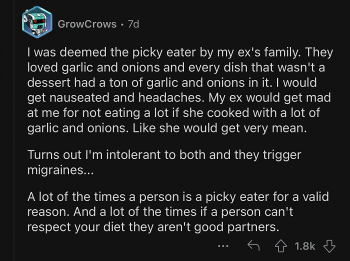Picky eaters don't like specific food for a reason.