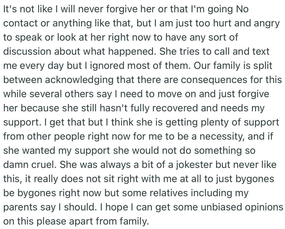 The family is split on this matter, and OP needs opinions from Netizens on what to do