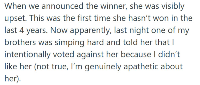 Losing for the first time in four years hit hard—and gossip quickly turned one vote into a personal attack.