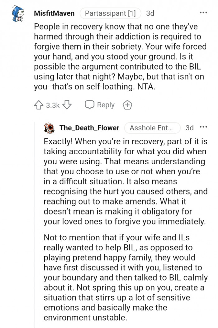 Your wife forced your hand, and you stood your ground