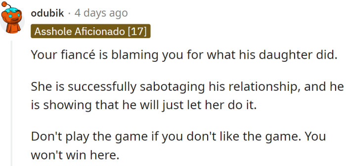 His daughter is sabotaging his relationship