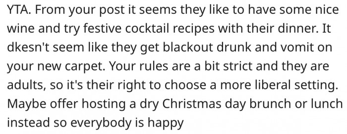 15. She's being unnecessarily too strict.