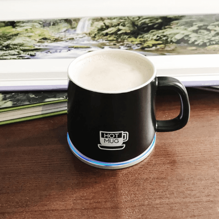 9. This mug keeps warm using a wireless charger!