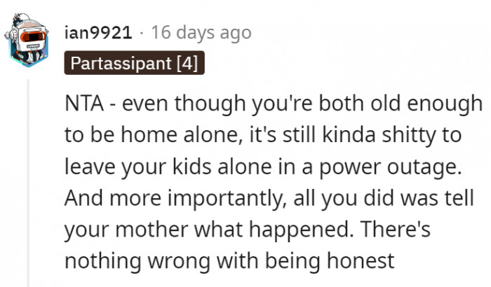 1. There's nothing wrong with being honest about what the other parent did