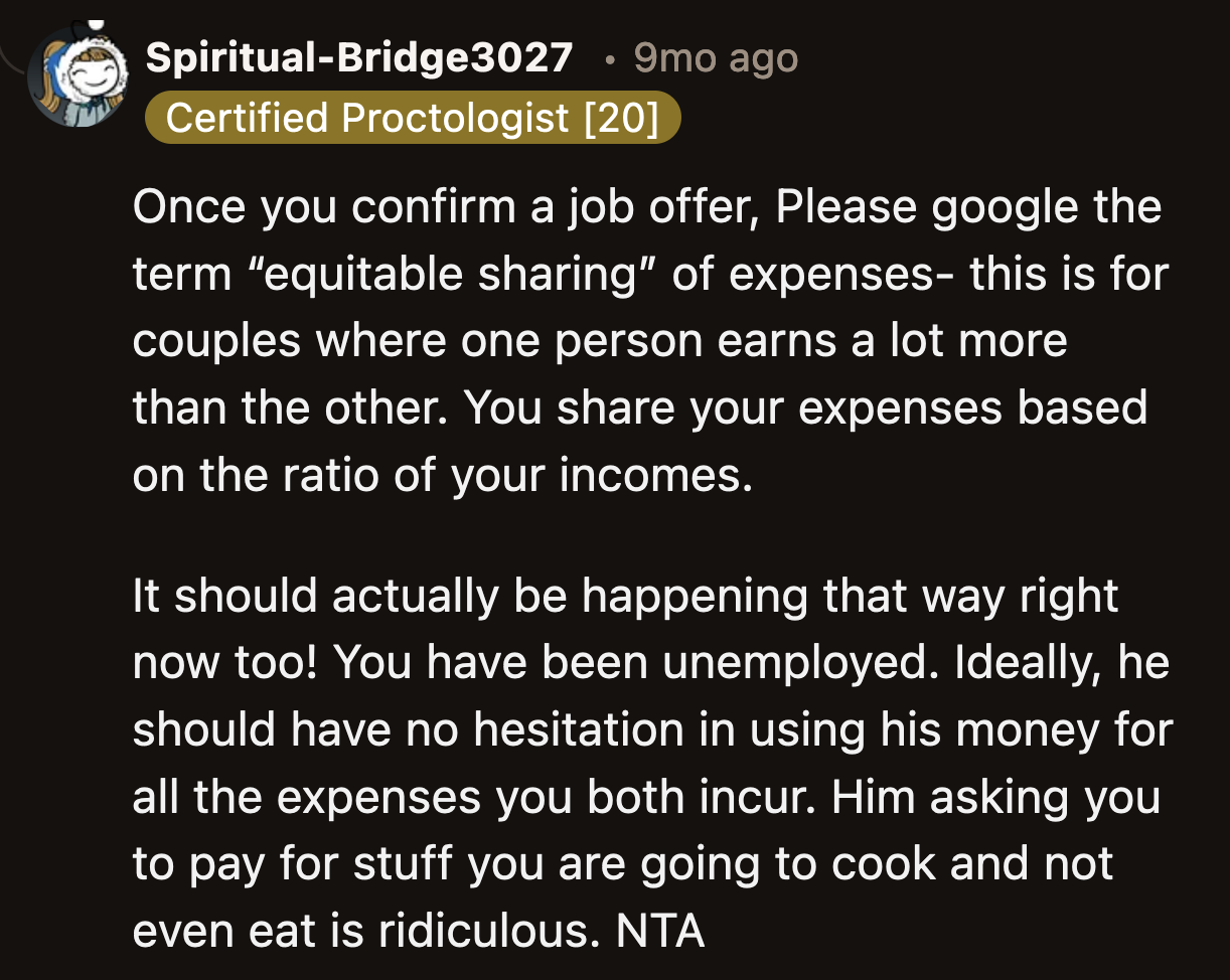 OP was put on the spot. She used most of the money she had left to avoid an argument with her husband.