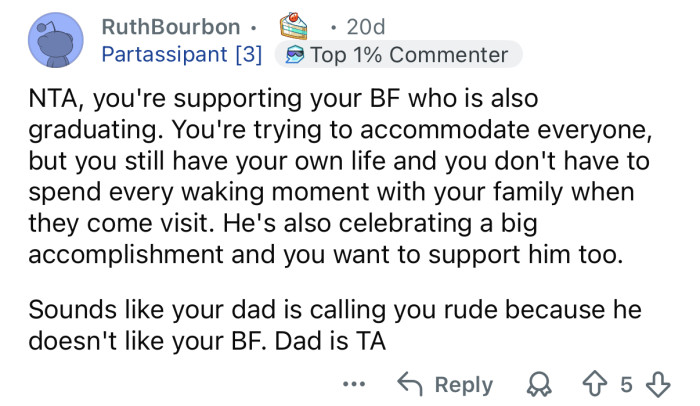 “You’re supporting your BF.”