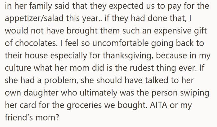 Caught between cultural expectations and mixed signals, she’s now unsure who was truly in the wrong.