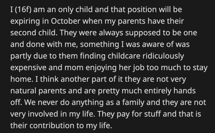 When they sat her down the following week and told her they want her to babysit for 3-4 hours after school, she had her answers ready