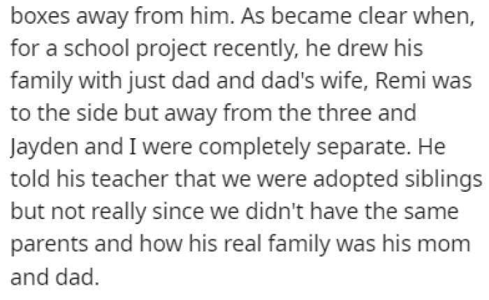 Things became clear for everyone when Remi drew his family for a school project