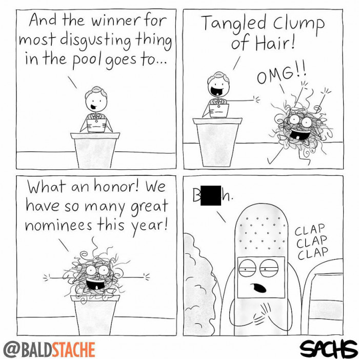 15. Tangled clump of hair wins the most disgusting thing in the pool