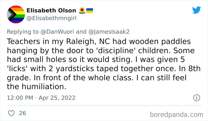 29. Teachers had wooden paddles hanging by the door