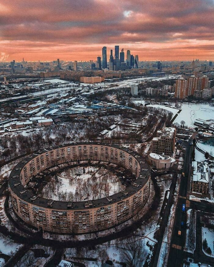 An Autumn Aerial View Of The Ring House In Moscow, Russia