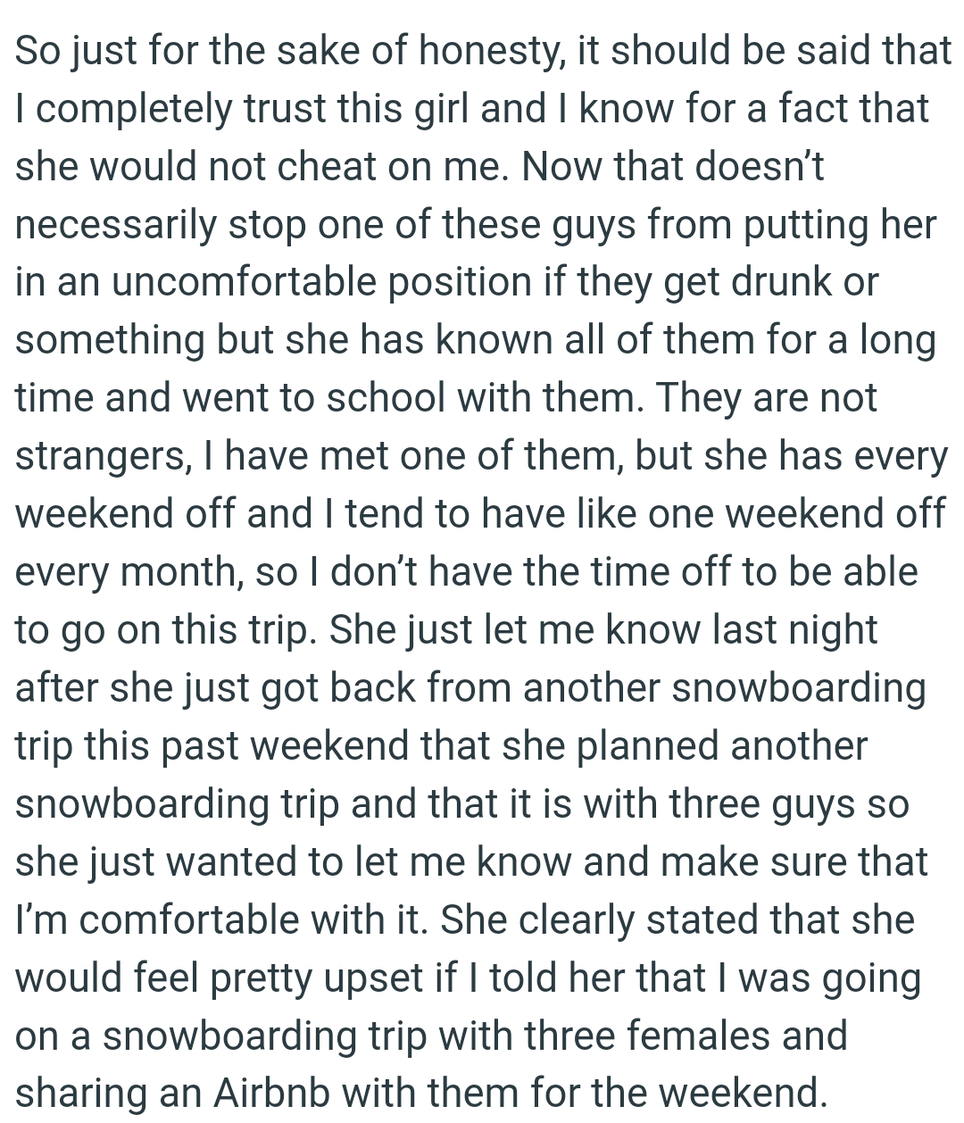 They are not strangers as the OP has met one of them