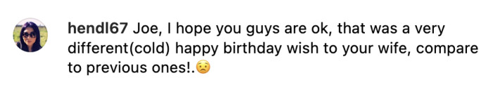 Their fans were unsettled by the contrast to his previous sentimental posts about his wife during their special occasions
