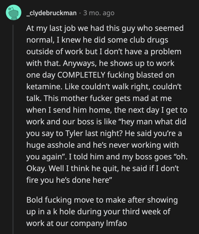 1. He sure got down from that high horse really quick.