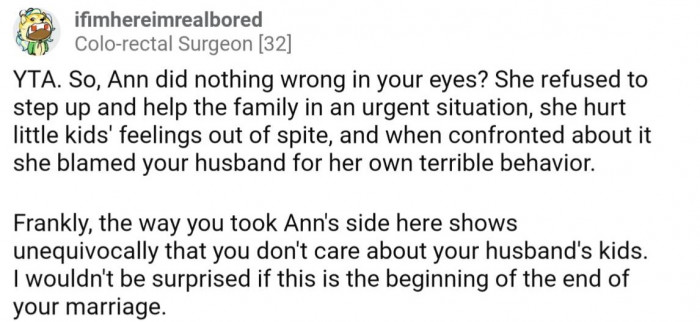 OP needs to consider her new family as a whole, not just Ann