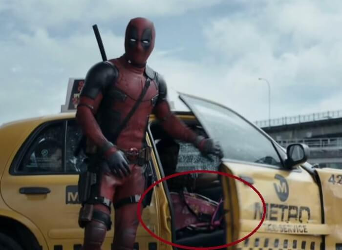 1. Deadpool left behind his bag of guns in the cab he took.