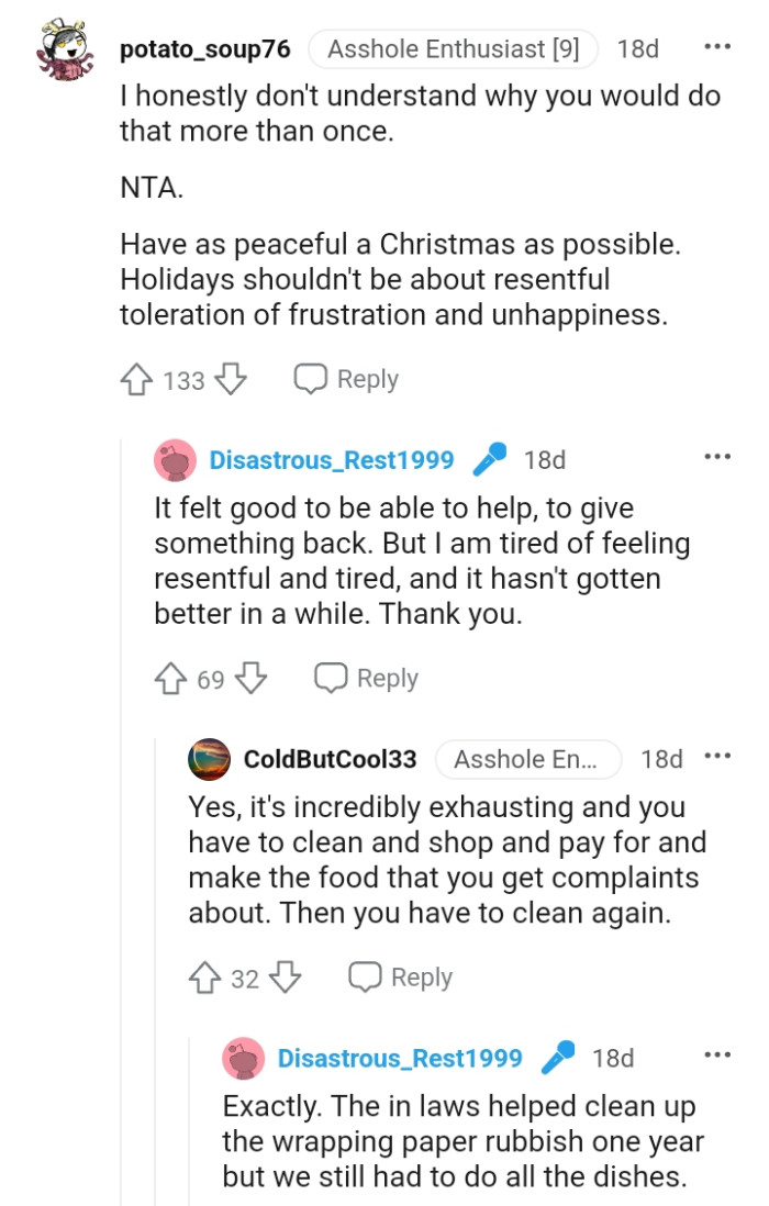 The OP is tired of feeling resentful and exhausted