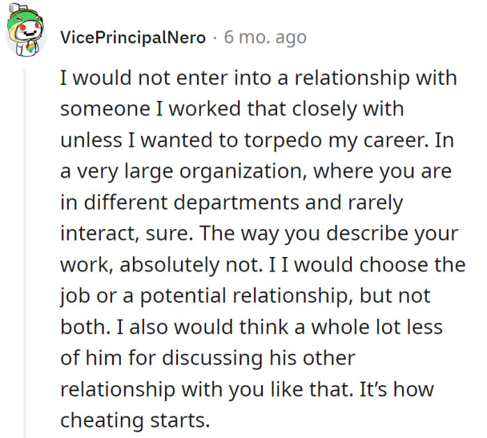 Torpedoing the job for romance?