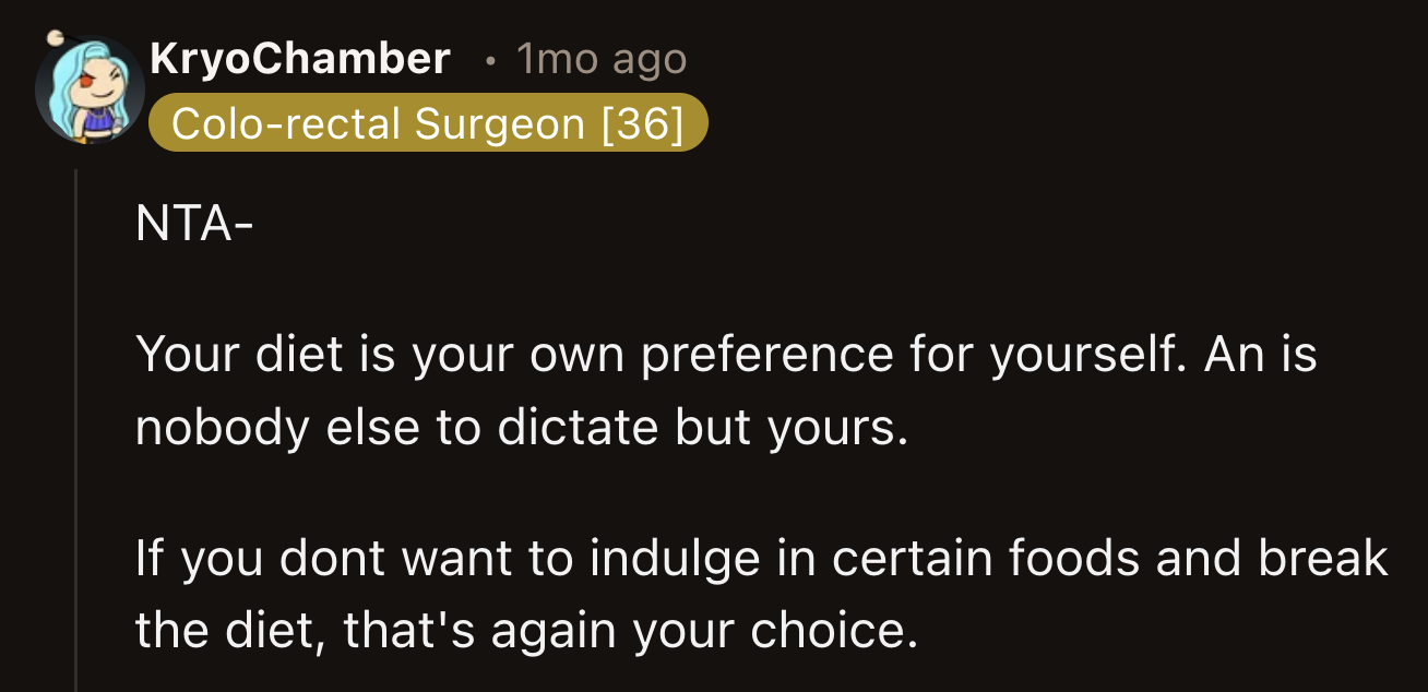 His parents should learn to respect OP's decision as long as his diet isn't a risk to his health.