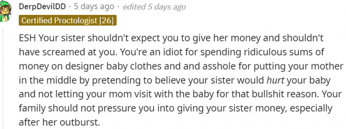 6. Your family shouldn't persuade you into giving your sister money