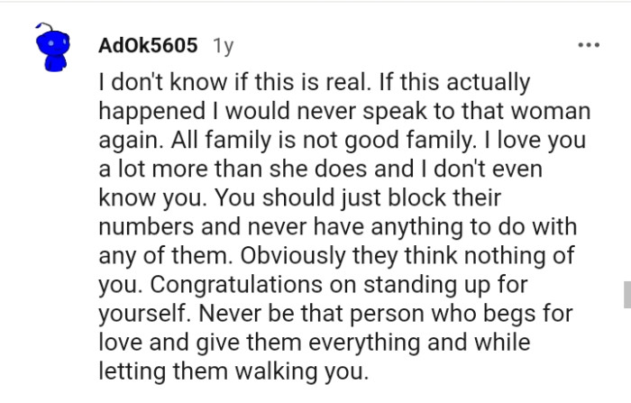 This Redditor would never speak to the OP's mom again.