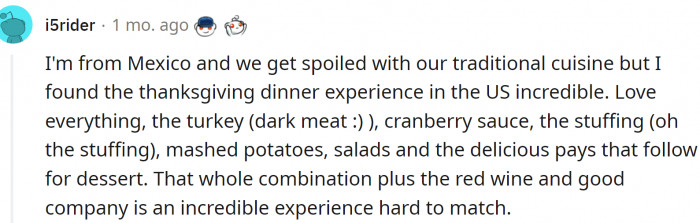 5. Thanksgiving dinner: turkey, cranberry sauce, mashed potatoes...