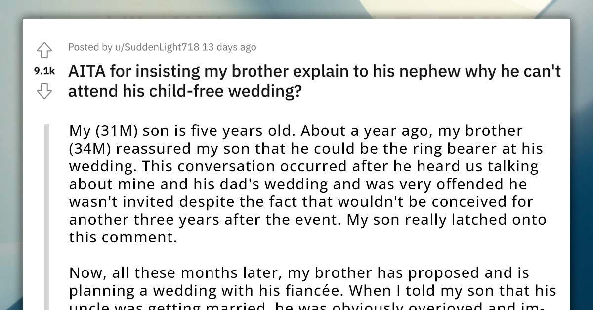 Uncle Promises His Nephew That He Could Be A Ring Bearer At His Wedding Without Knowing That His Bride Wants A Child-Free Event