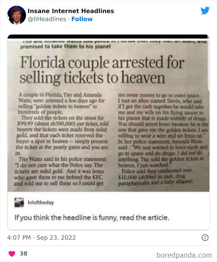 7. Tickets to heaven