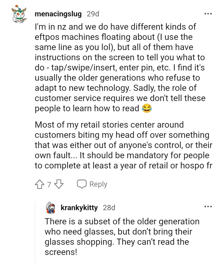 The role of customer service requires they don't have to tell