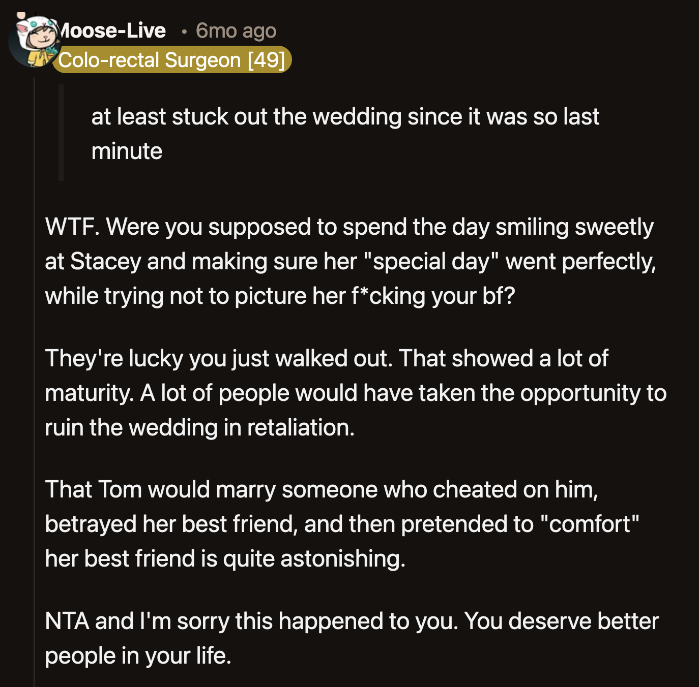 Stacy was never OP's friend. No friend would treat someone they claimed to love this badly.