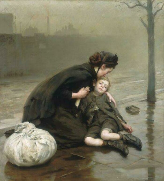 'Homeless' By Thomas Kennington, 1890. Kennington Was A Social Activist Who Decided To Highlight The Plight Of The Poor"