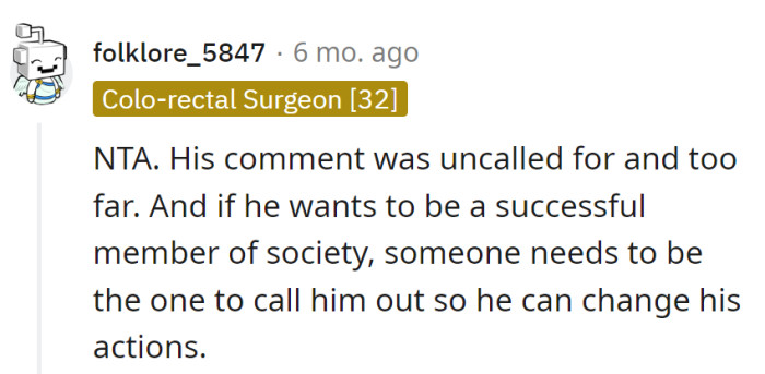 His comment: a verbal dive into the 