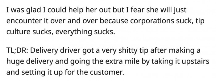 He was just ranting about the unfairness of things, and he felt elated he could help someone out
