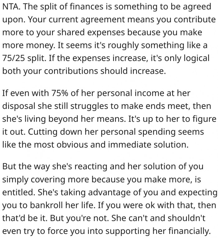 9. His partner is entitled and expects him to bankroll her.