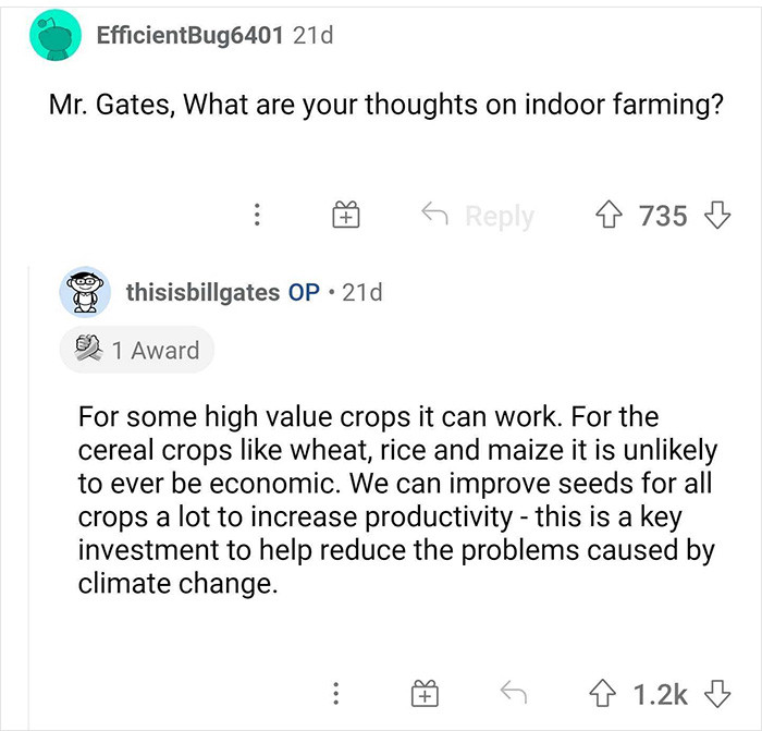 25. Gates' thoughts on indoor farming