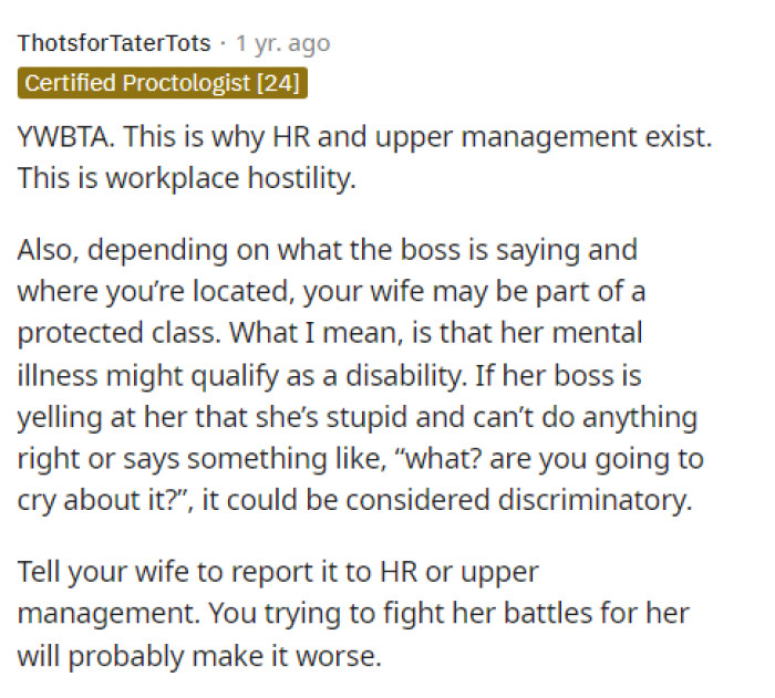 This is certainly a valid course of action, and perhaps she would be willing to approach the higher-ups in her department.