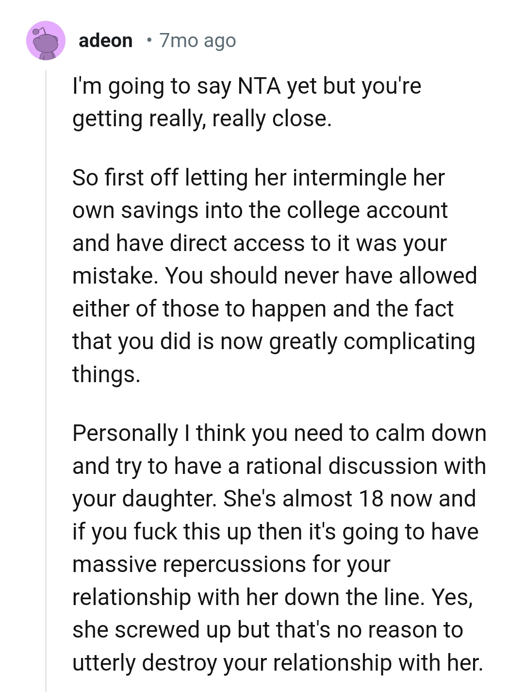 The OP needs to calm down